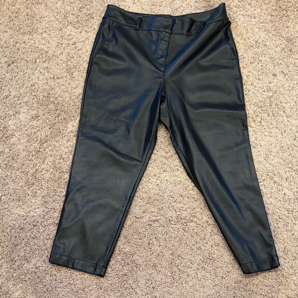 LOFT Black Faux Leather Waistband Pants